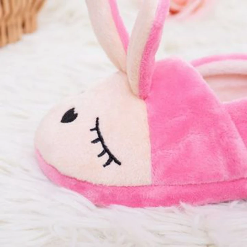 Fashion Toddler Girls Slippers for Winter Baby Loafers Plush Warm Cartoon Bunny Rubber Sole Children Home Shoes House Footwear