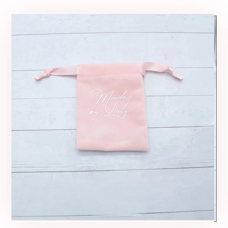 Custom Pink Velvet Gift Bags 5x7cm 7x9cm 9x12cm 10x15cm pack of 50 Ring Earring Stud Jewelry Drawstring Pouches