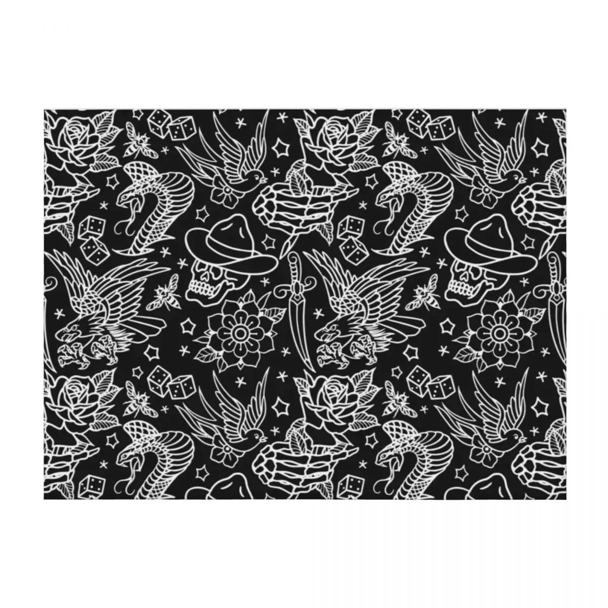 

American Traditional Tattoo Flash Print Throw Blanket Luxury blankets and throws Decorative Sofas Thermals For Travel Blankets