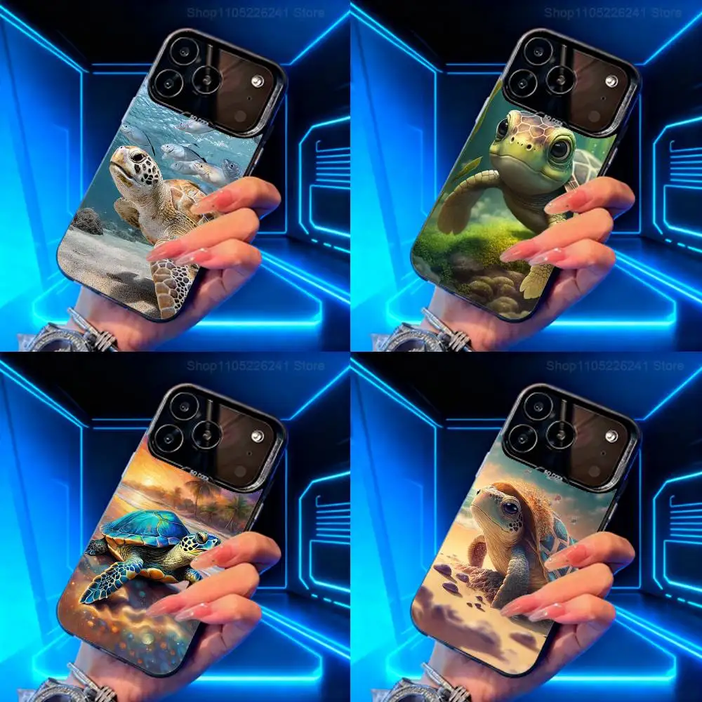 

Animal Little Turtle Cute For iPhone 14,17,13,12,11,16,15,SE,XS,MAX,Mini,Pro,Black Matte Silicone Cover Case