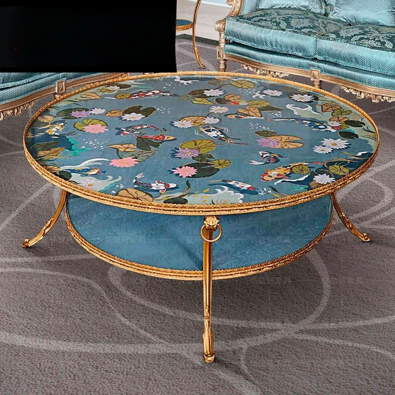

Alexander European Neoclassical Birch Carving Living Room Coffee Table Villa Large Coffee Table Corner Furniture