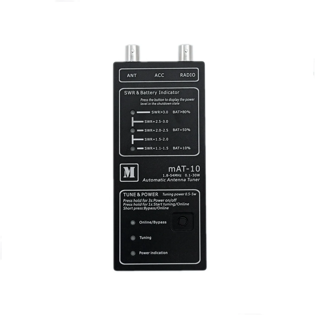 Sintonizador de antena MAT-10 automático para FT817 FT818 IC705 ELECRAFT KX3 KX2 LAB599 TX500 Radio de onda corta QRP transceptores kits compactos