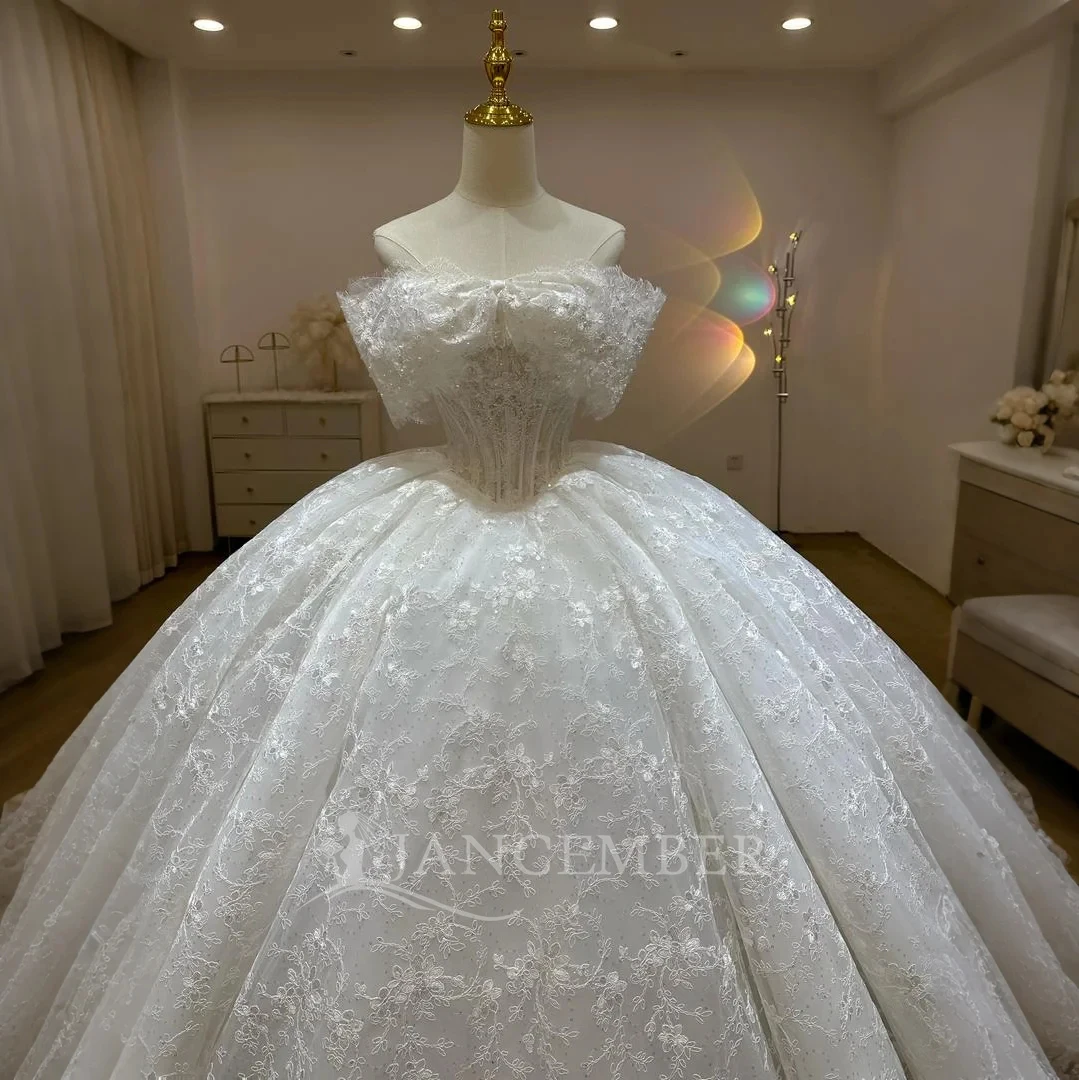 Personalizzato Nuovo Lusso Organza Abito da ballo da sposa Abito da sposa Lace Up Corte Grande strascico Plus Size Made Personalizzato فسات przvalle