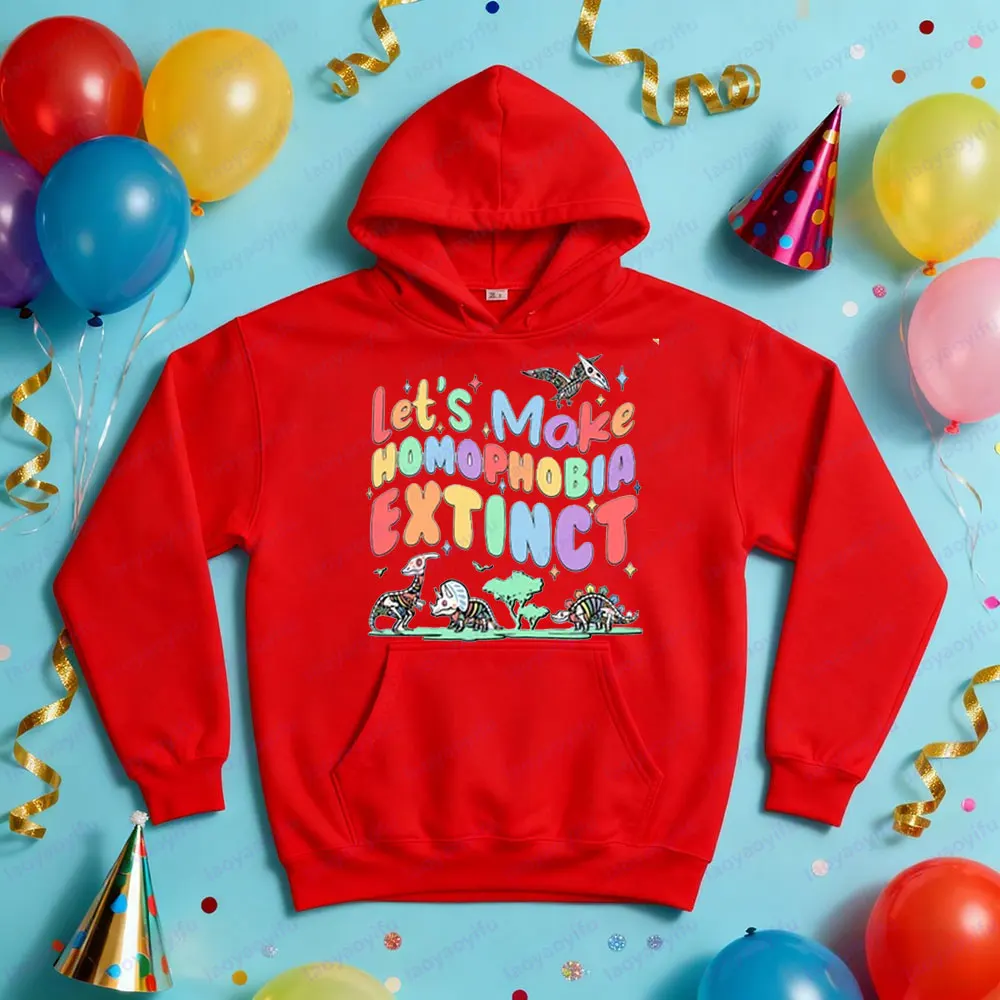LGBT Facciamo l'omofobia Estinto Felpa Dinosauro LGBT Abbigliamento Mese dell'orgoglio Regalo Felpe con cappuccio Design creativo Uomo Donna Abbigliamento
