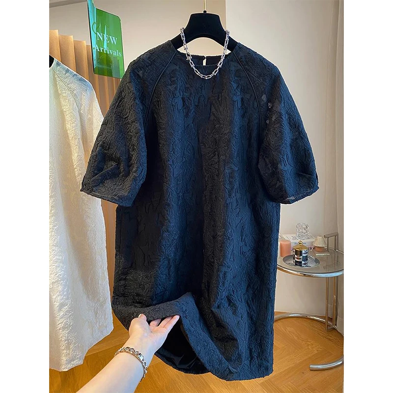 

2024 Summer New Loose New Chinese Style Jacquard Embroidery 2000s Chic Dresses Women'S Bubble Sleeve Fashion And Leisure Dresses