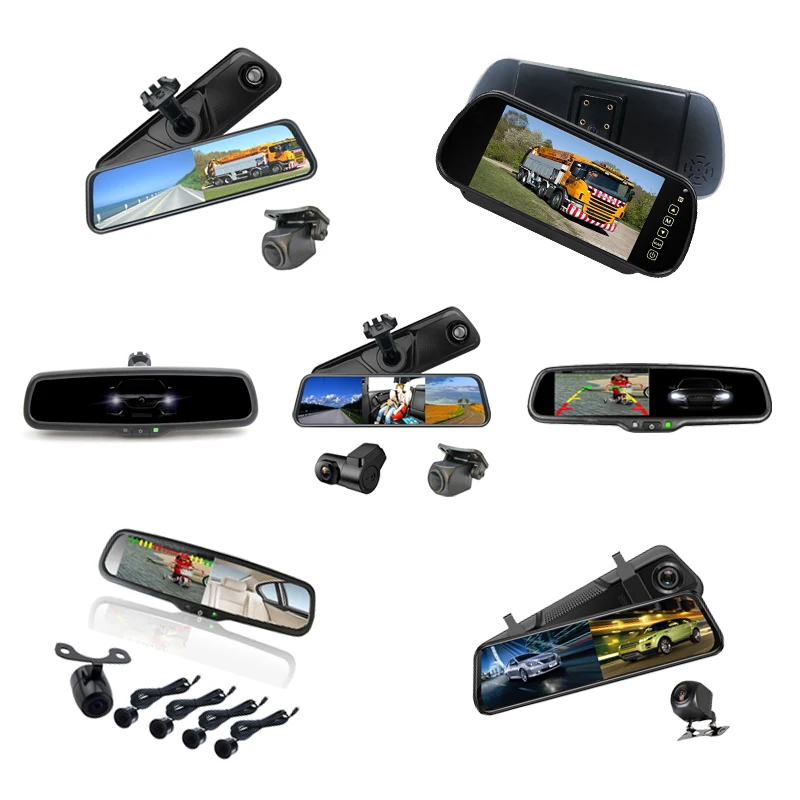 Colorful Data Parking System 2000cd/m2 4.3 Inch Monitor Car Rearview Mirror Reverse Parking Sensor Backup Camera