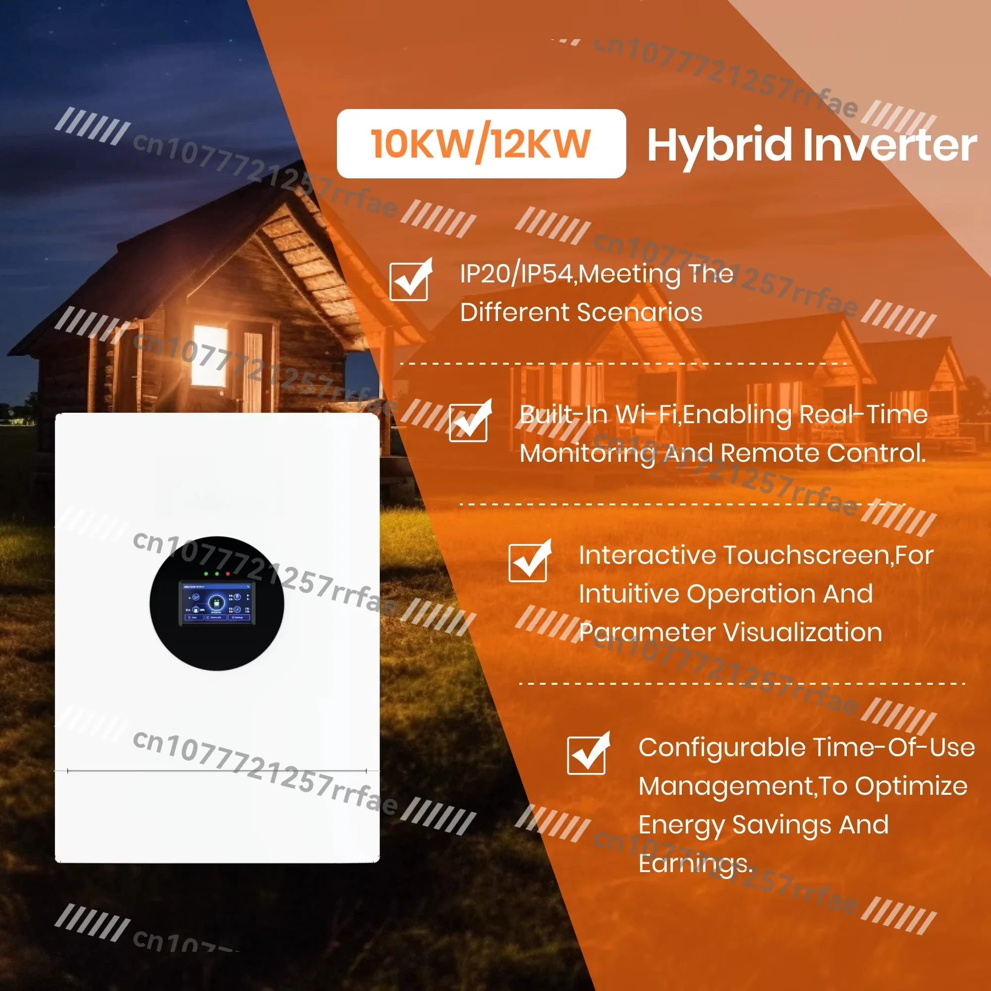 10Kw 12Kw Off-Grid Hybrid Solar Inverter Split Phase Inverter 120V 240V 50Hz 60hz Mpt Controller Pure Sine Wave