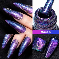 MEET ACROSS 7ml Chameleon Glitter Gel Nail Polish Aurora Gradient Semi Permanent Nail Art Gel Hybrid Varnish For Manicure