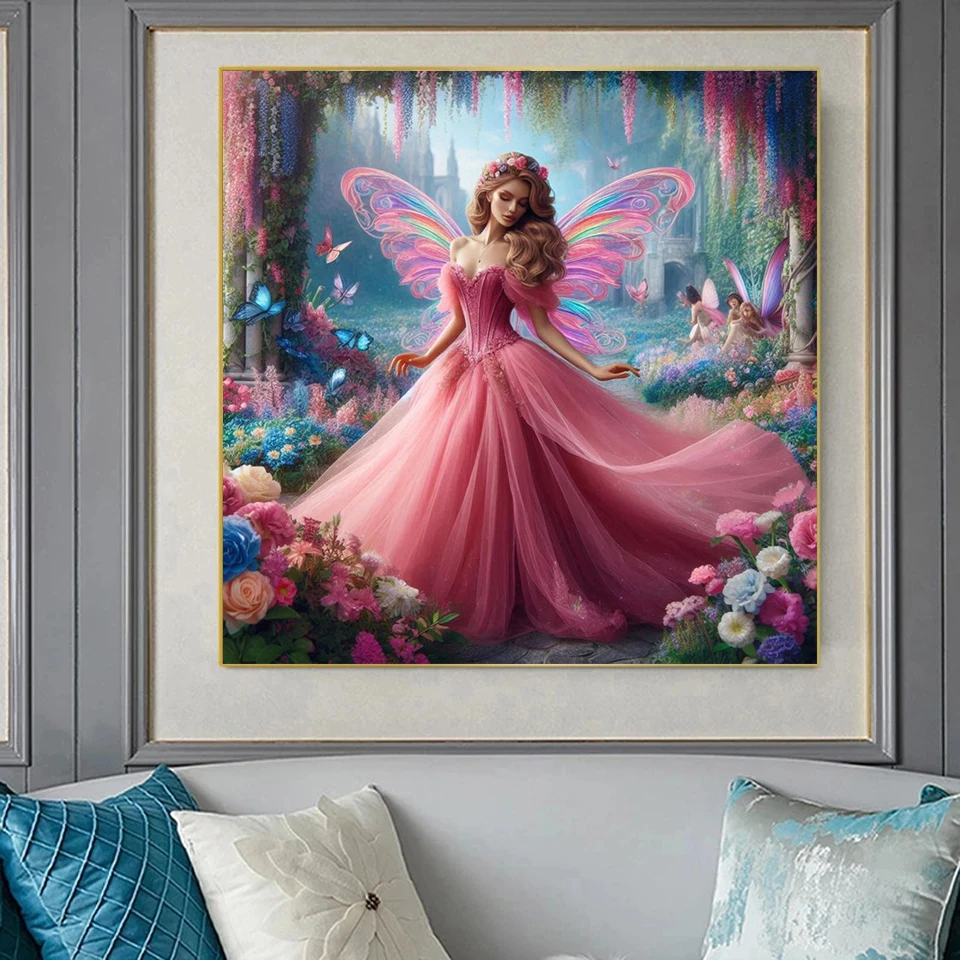 Diamond Painting New 2024 Fantasy Flower Fairy Rose Dress 5D DIY Full Diamond Mosaic Art Cartoon Embroidery Home Decorations