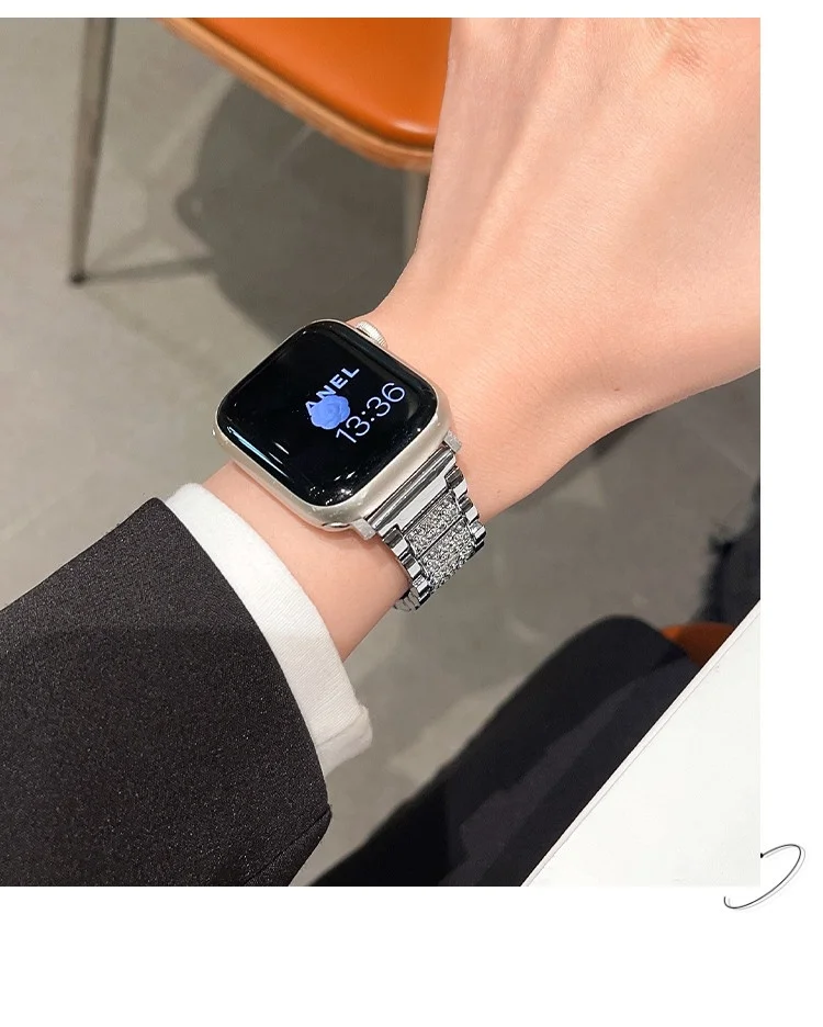 Luxury Stainless Steel Bracelet for Apple Watch Band 44mm 38 40 41 42 45 46 49mm Fashion Women Strap for iWatch Series 10 9 8 7