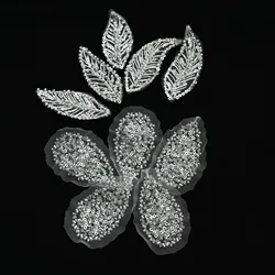 5 pz/lotto di Lusso in rilievo paillettes ricamo fiore applicazioni di pizzo per abiti da sposa Strass applique di pizzo parches ropa