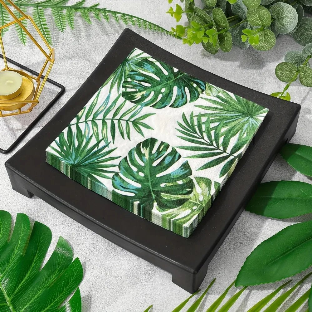 Green Plant Impresso Guardanapos, Boca Limpando Pano, Mesa Plate Placement, Celebrações do partido, 20pcs