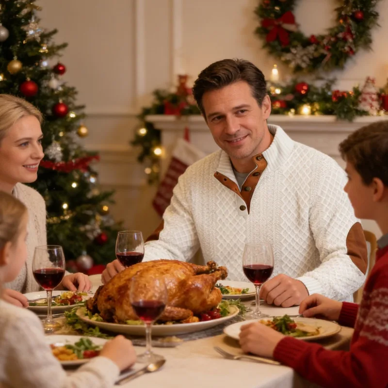 

2025 European size men's jacquard knitted sweater stand-up collar long-sleeved autumn winter fashion