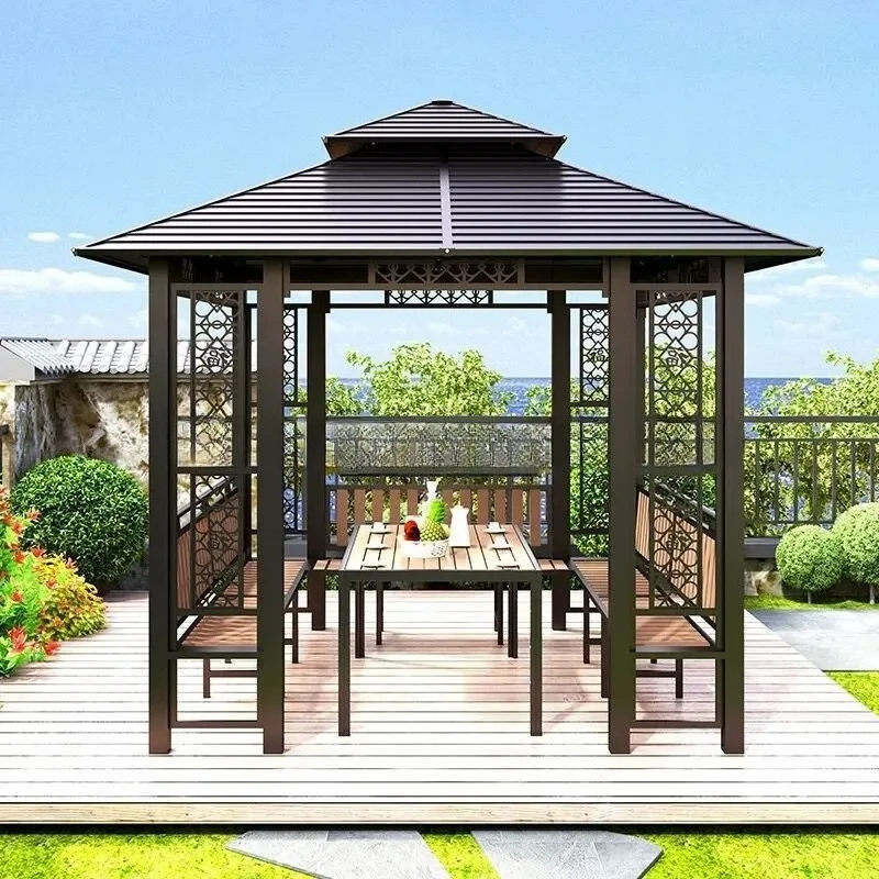 outdoor gazebo courtyard outdoor wrought iron tent villa leisure galvanized pavilion balcony awning