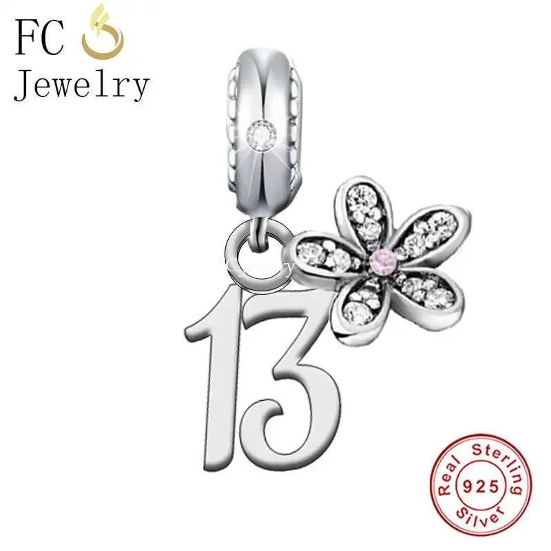 Fit Original Pan Charms Bracelet 925 Sterling Silver 13th16th 30th Number Birthday Anniversary Charm Bead For Making Berloque