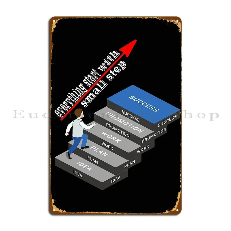 

Металлическая табличка «Всё начинается с маленького шага» для гаража, стены, клуба, персонализированный жестяной плакат с принтом