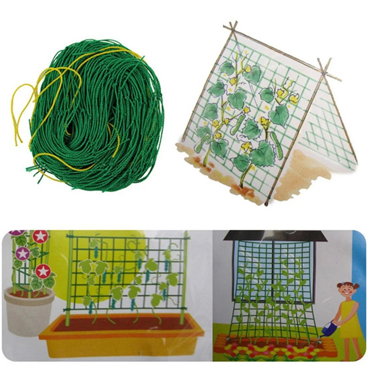 

3 Pcs Cucumber Net Climbing Trellis for Plants Detachable Netting Vegetables