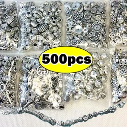 Mixed Tibetan Antique Silver Color Hollow Ball Loose Tube Metal Bead Spacer Beads for Jewelry Making DIY Bracelet Nekclace