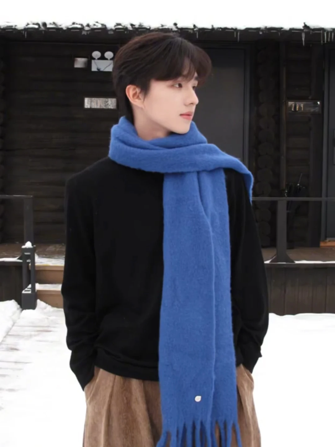 

Korean Sle round Ne Knitted Sweater Men's Winter Thi Warm Base Layer irt Soft Fce Lined Loose Fit Long Sve Top
