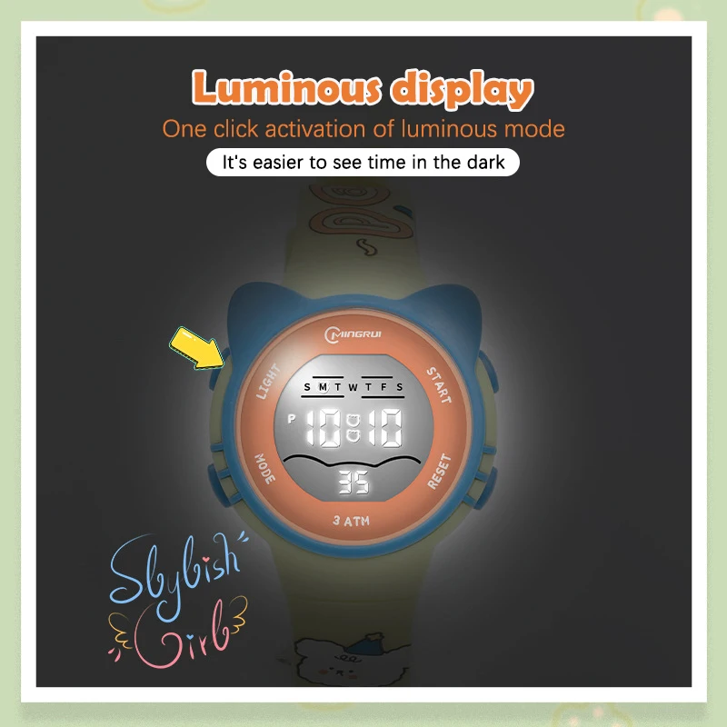 UTHAI C28 Nowy zegarek elektroniczny z nadrukiem, wodoodporny i wielofunkcyjny, z alarmem i lampką nocną, uroczy zegarek dla dzieci z motywami z kreskówek.