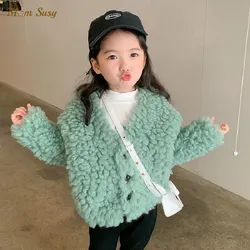 Fashion Baby Girl Boy Jacket Fluffy Fleece Thick Infant Toddler Child Warm Sheep Like Coat Kid Outwear Baby Clothes 1-7Y