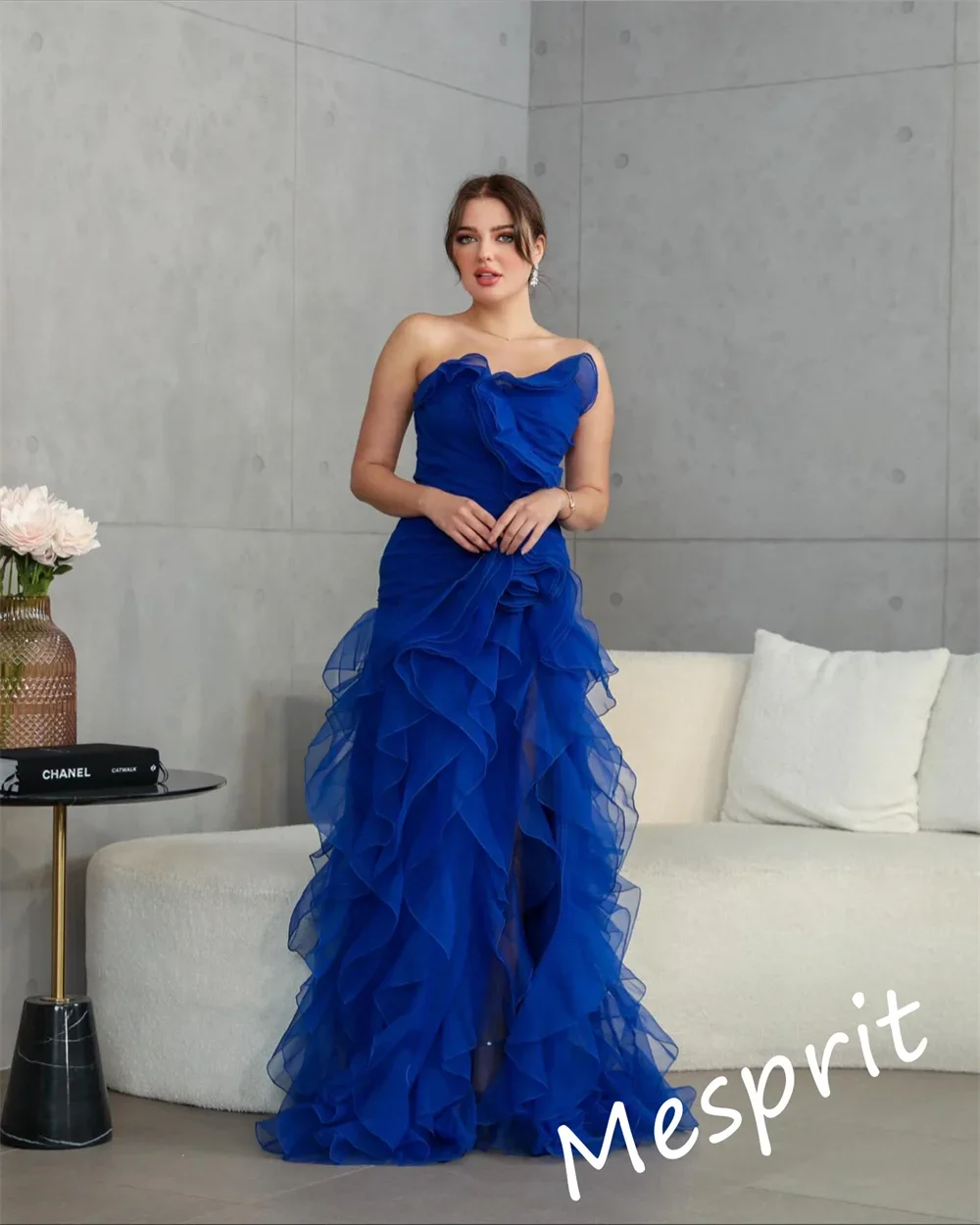 Personalizado elegante sem alças bainha varredura/escova vestido quinceanera em camadas organza formal ocasião vestido Плаajteksiдебное С Рука iyoм