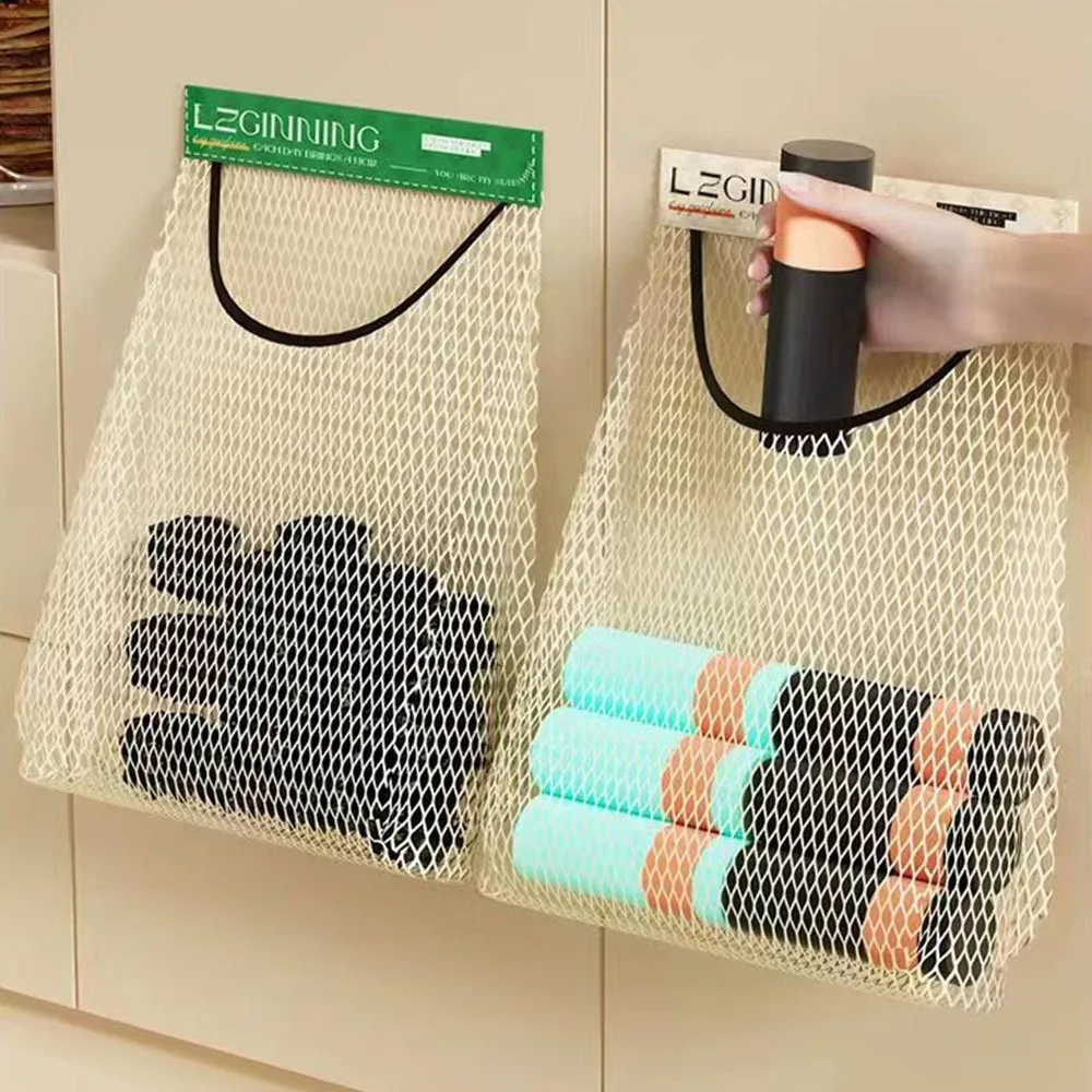 

New Reusable Kitchen Hanging Mesh Bag Polyester Wall Mounted Storage Bag Large Capacity Fruit Vegetable Storage Net Bag