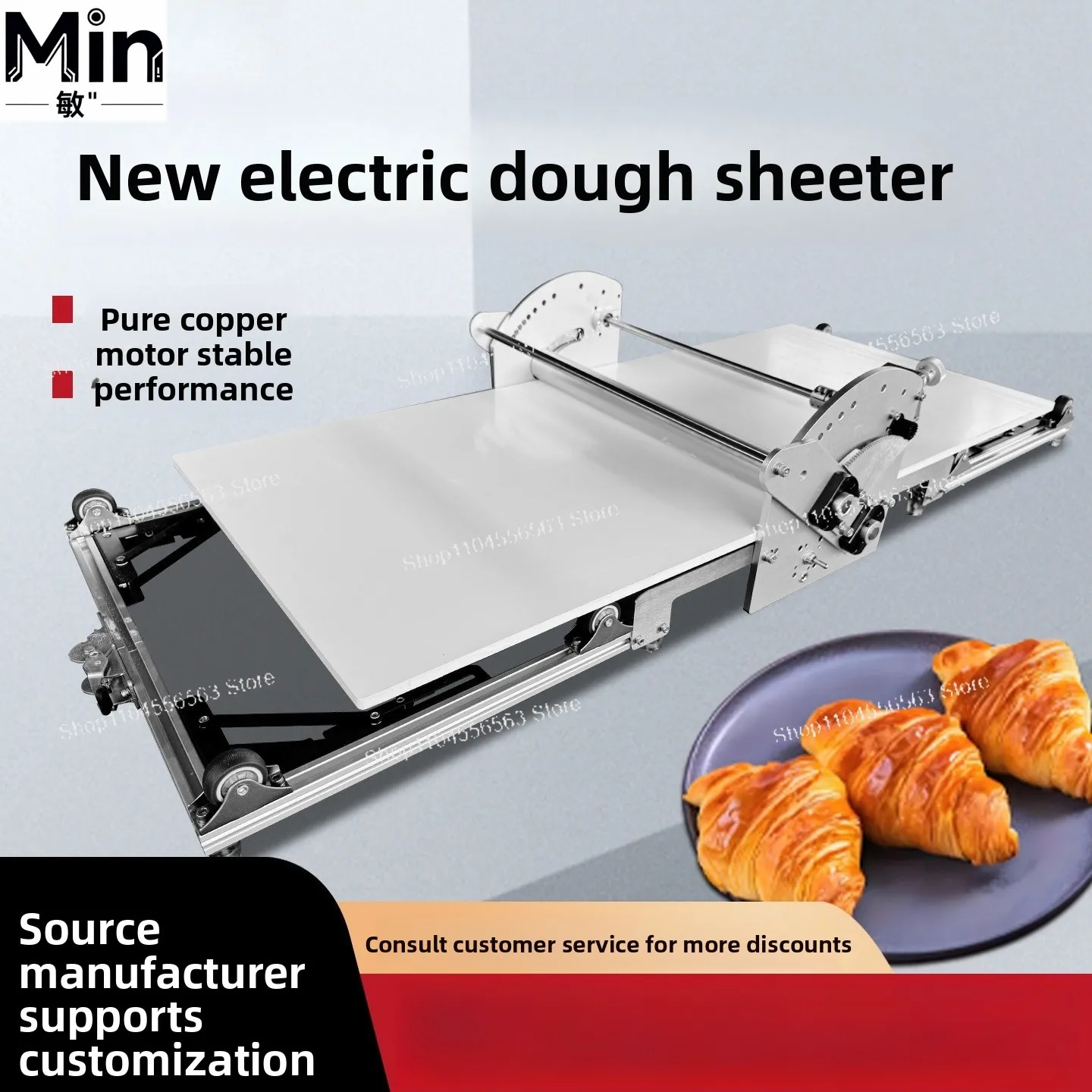 Compact Desktop Dough Sheeter Machine Laminator for Pastry Puff Dough Baking Commercial Bakery