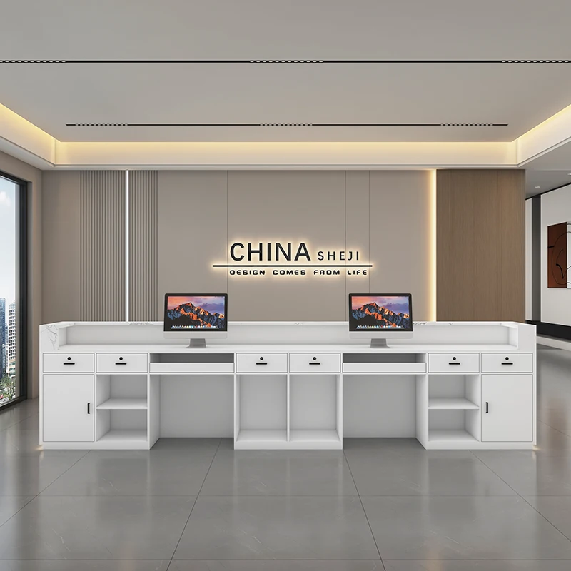 

Desk Customer Center Reception Desks Salon Beauty Luxury Trimui Start Pro L Shaped Salon Reception Office Desk Counter For Shop