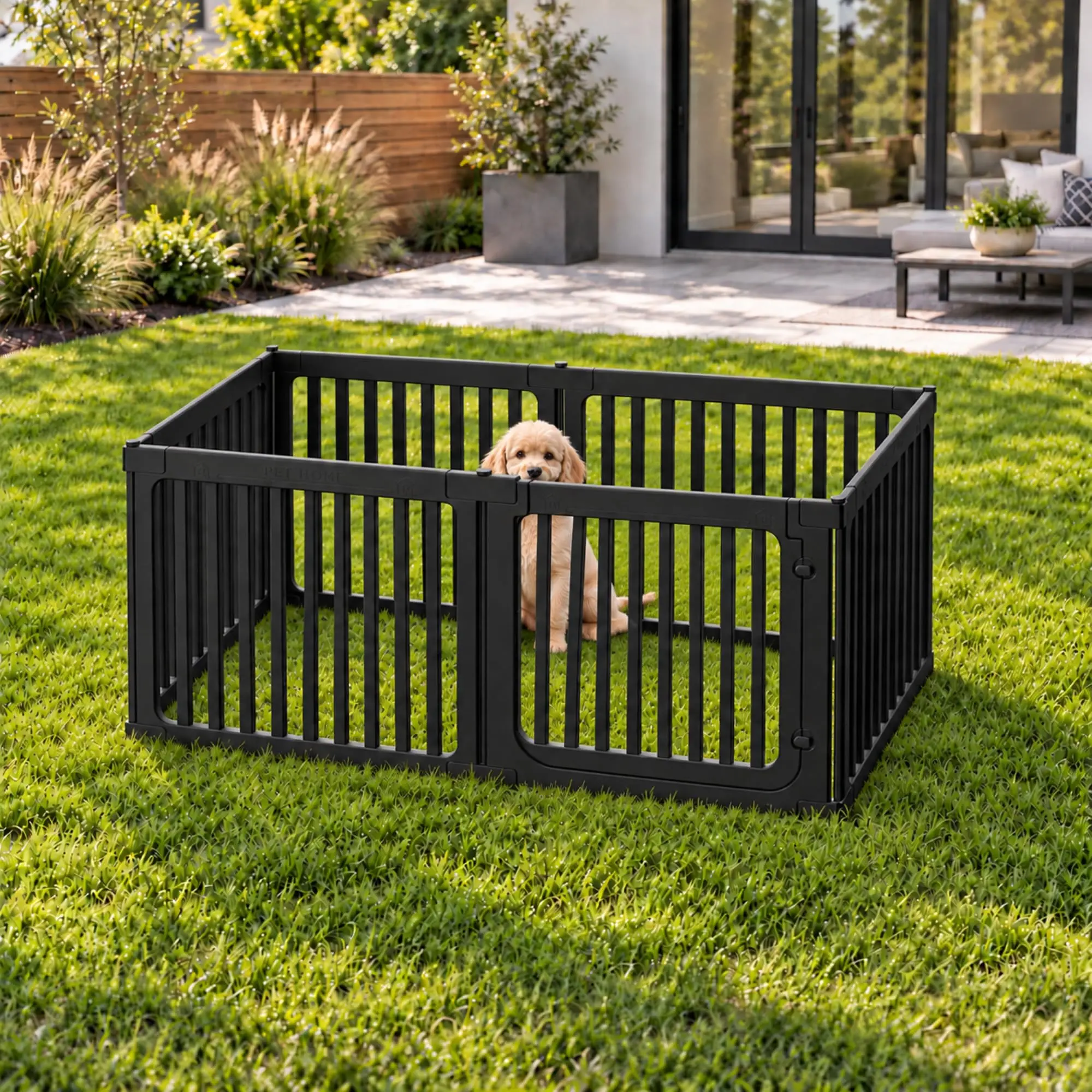 Dog Fence Outdoor for Yard, Dog Playpen for RV Camping,24 inch,Black,6PCS