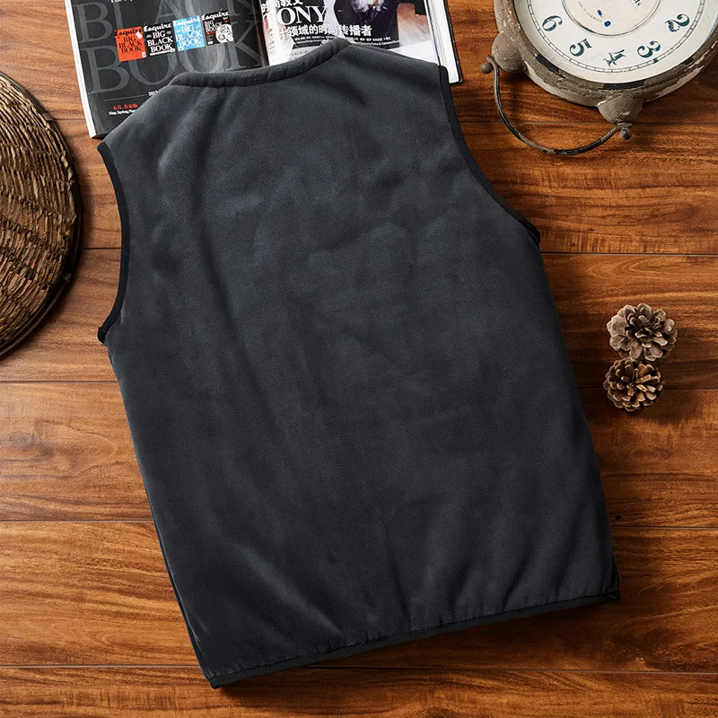 Autumn Winter Men Warm Fleece Mens Vest Casual Sleeveless Jacket Velvet Thick Sleeveless Men\'s Vest Plus Size 6Xl