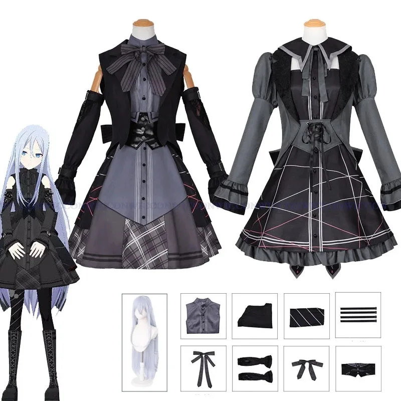 2025 11 프로젝트 세카이 아사히나 마후유 요이사키 카나데 코스튬 가발 게임 애니메이션 코스프레 할로윈 파티 소녀 로리타 드레스 B