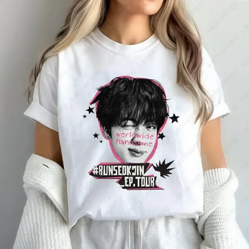 تي شيرت ريترو رن Seokjin Ep Tour 2025 للرجال والنساء من القطن لا تقول أنك أحبني ملابس وسيم مضحك لطيف تونا تي شيرت