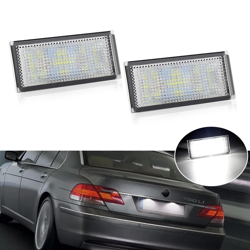 2Pcs Error Free LED Number License Plate Lamp For BMW E66 E65 7-Series 735i 2006-2008 White 12V Canbus License Plate Light