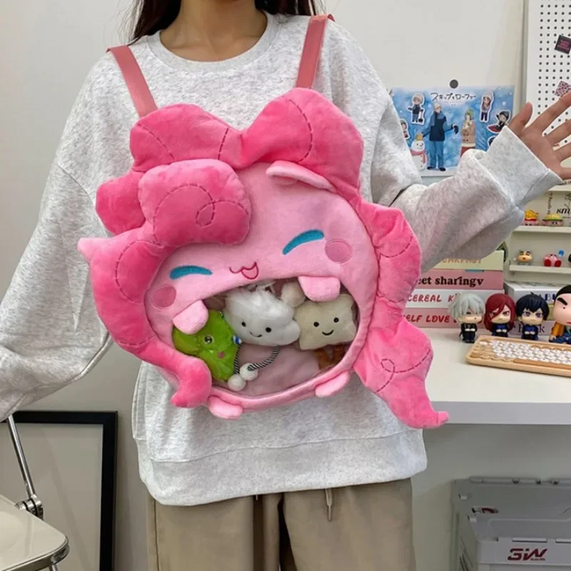 New My Little Pony Itabag Cartoon Pinkie Pie Large Capacity Plush Backpack Anime Peripherals Girls\' Holiday Gifts