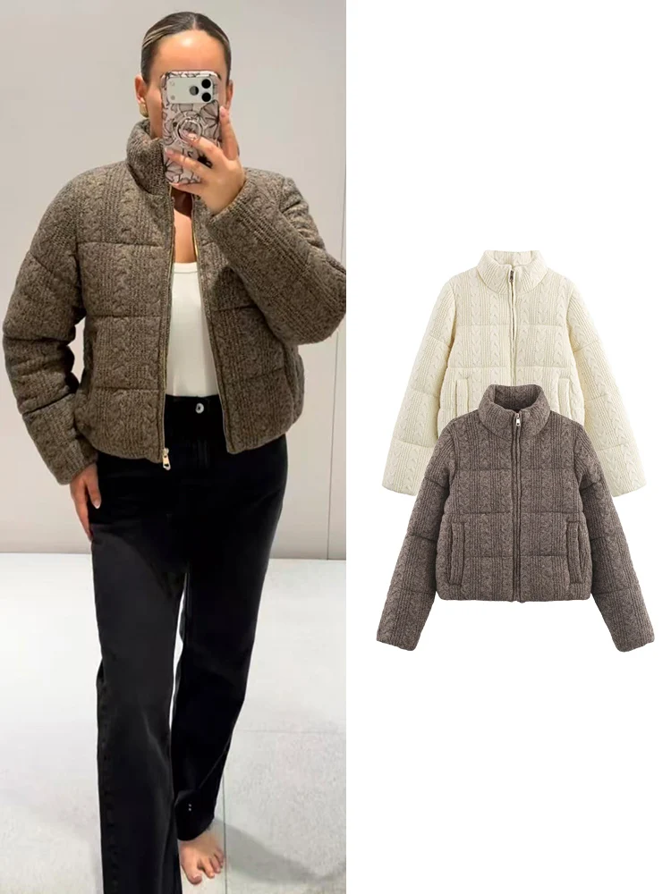 

﻿ Fashion Solid Cotton Coat For Women Casual Turtleneck Full Sleeve Warm Jacket Autumn Winter Elegant Eemale Commuter Streetwear