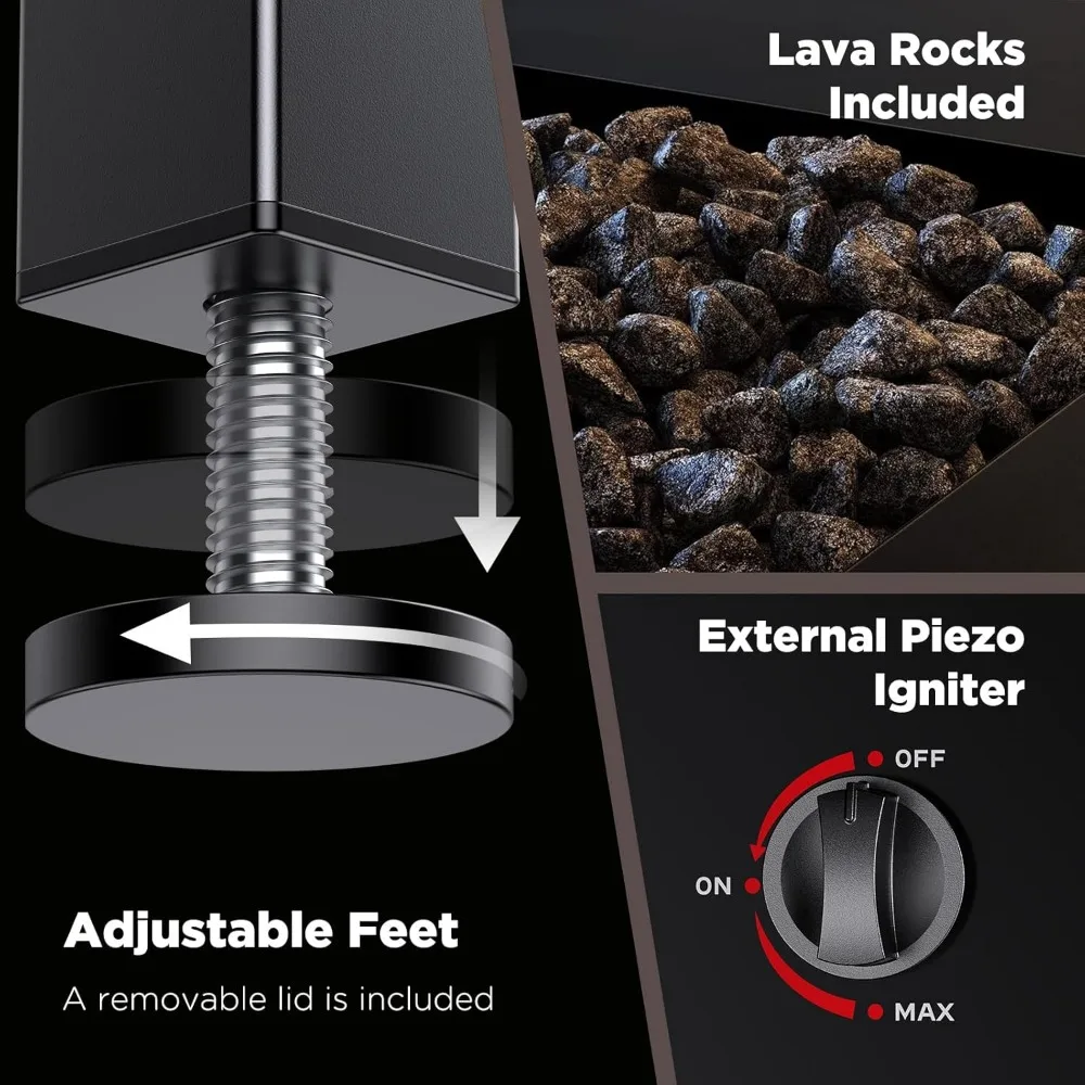 طاولة حفرة نار من البروبان المعتمد من CSA مقاس 32 بوصة مع وحدة حرارية بريطانية 50000 وحدة حرارية بريطانية للاستخدام في الفناء الخارجي، بما في ذلك غطاء قابل للإزالة #4