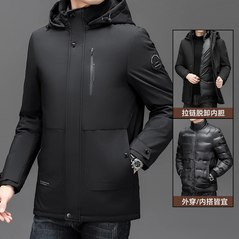 

Men Thick Fleece Jacket New Parka Coat Luxury Business Men's Winter Coat Autumn Winter Warm Men's Down Jacket Hooded for Men