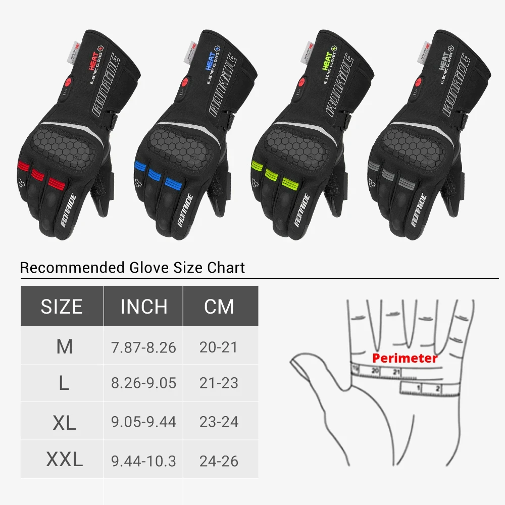 Heated Motorcycle Gloves Winter Moto Heated Gloves Warm Waterproof Rechargeable For Snowmobile Heating Thermal Gloves