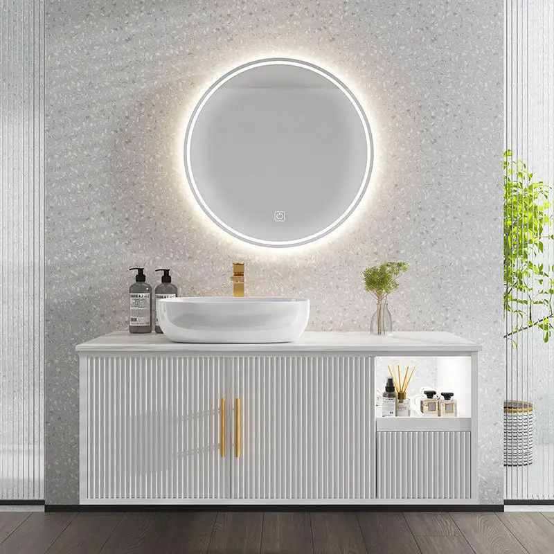 Small fresh bathroom cabinet combination bathroom washbasin slate top basin smart mirror cabinet