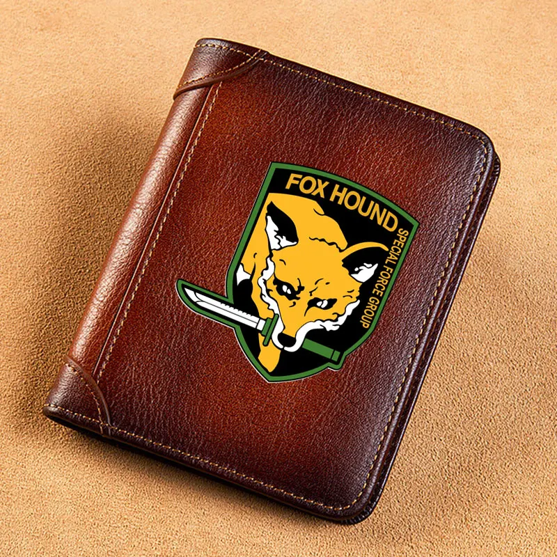 

High Quality Genuine Leather Wallet Foxhound Special Force Group Badge Printing Standard Purse BK408