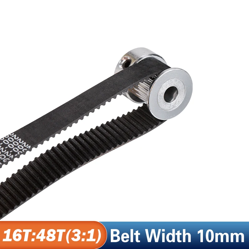 16 Teeth 48 Teeth GT2 Timing Belt Pulley Kit 1:3 Speed Ratio 16T:48T 2M/2GT Reduction Pulley For Belt Width 10mm