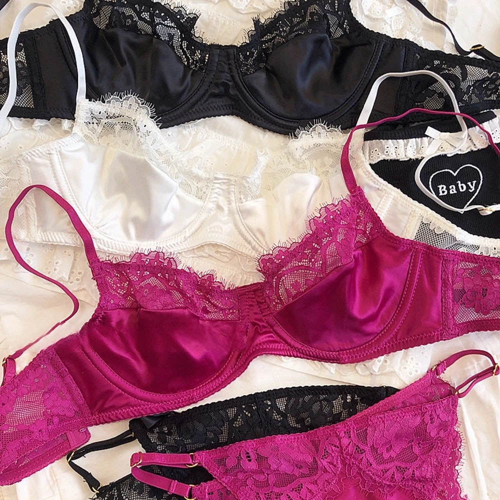 Sexy Underwear Set for Women Ultra-thin Bra Set French Lace Breathable Bralette…