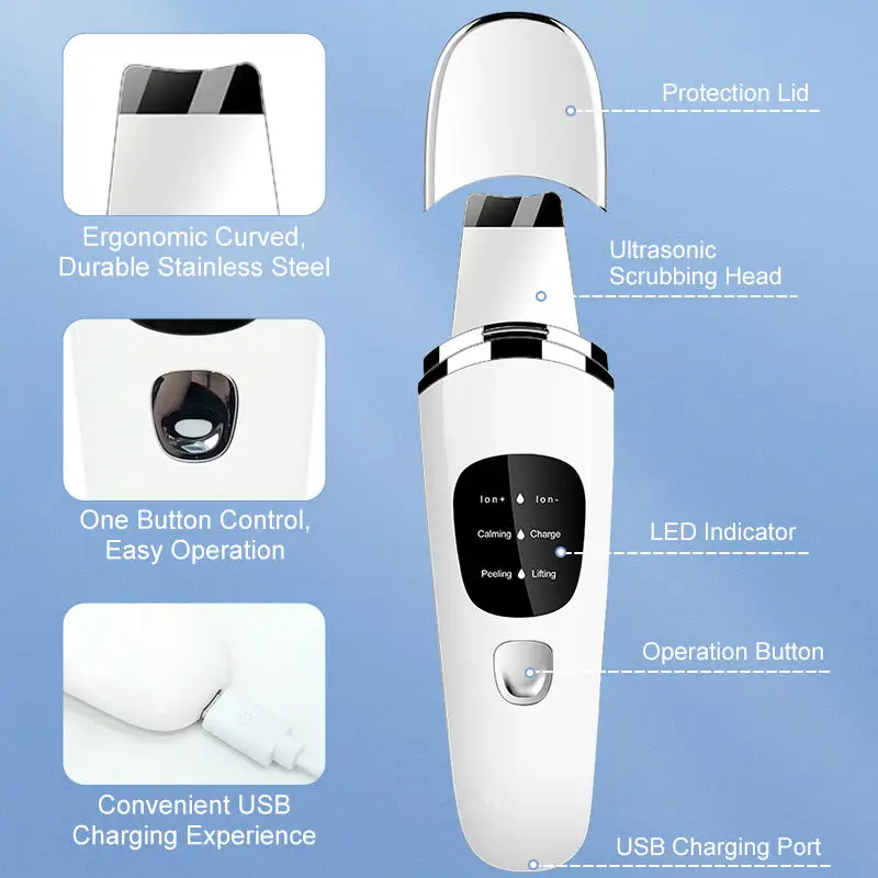 جهاز تقشير الوجه للعناية الشخصية، ملعقة تنظيف عميق بالموجات فوق الصوتية للوجه، منظف بشرة الوجه #2