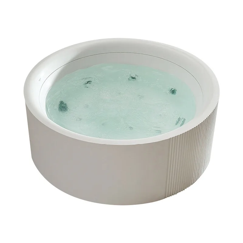 Acrylic Jacuzzi Waterfall Surf Bubble Home Freestanding Round Double Bath