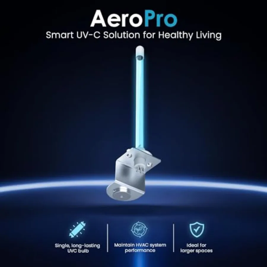 AeroPro UV-C HVAC Light Single Bulb Air Handler and Coil Light, in-Duct UV Lamp System, Improves HVAC Efficiency, Durable Metal