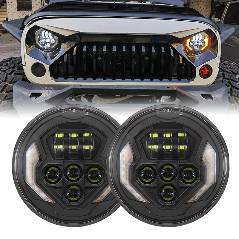 

7 inch LED Headlights High & Low Beam with DRL Turn Signal Light Anti-flicker 6500K 4500LM for Jeep Wrangler JK 2007-2017