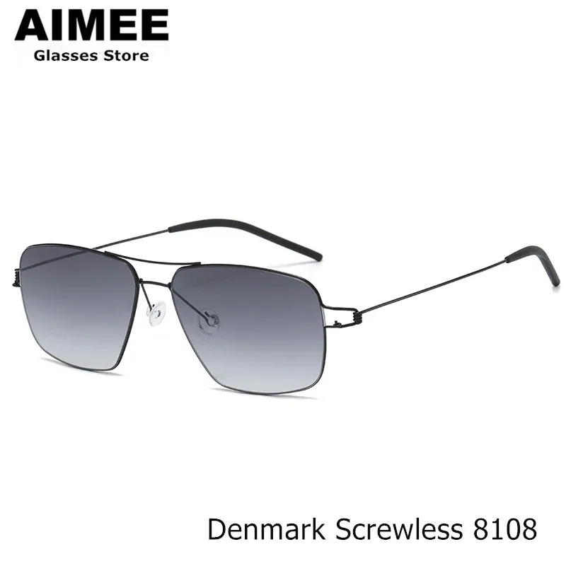 Denmark Brand Men Square Titanium Screwless Sunglasses Women Ultralight Rimless Prescription Eyewear Gradient Color Sun Glasses