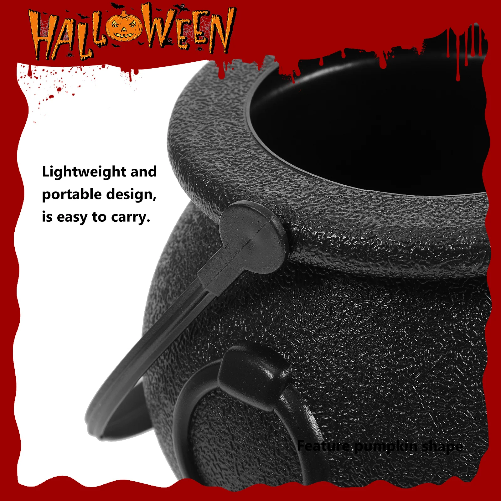 

2Pcs Round Halloween Witch Bucket Decorative Storage Basket Fun Themed Party Accessory Great for Treats Or Gifts Candy Jar