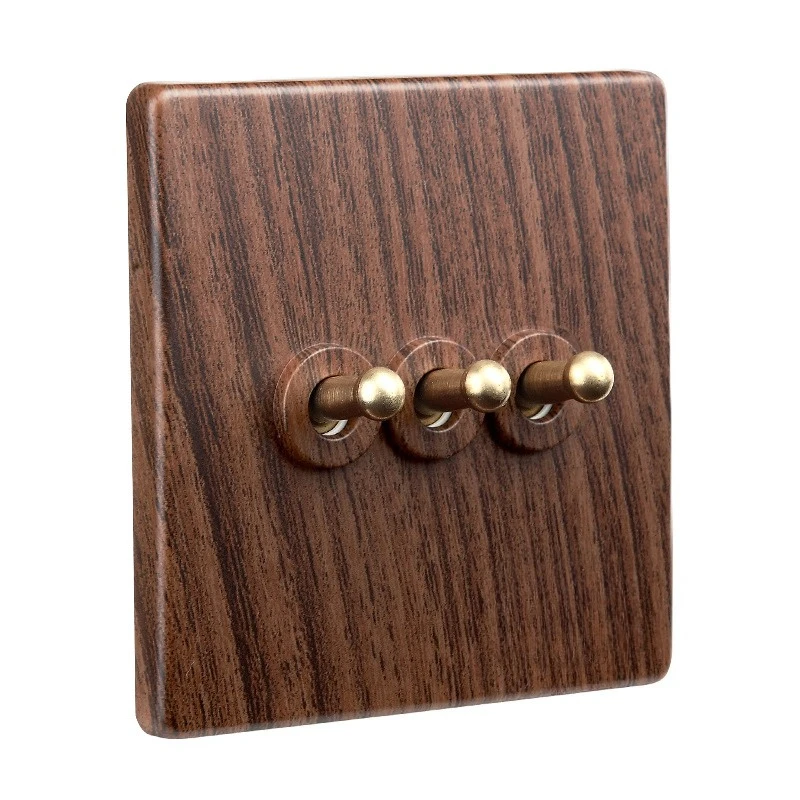 Wood grain color dial switch panel antique socket Chinese wall power supply